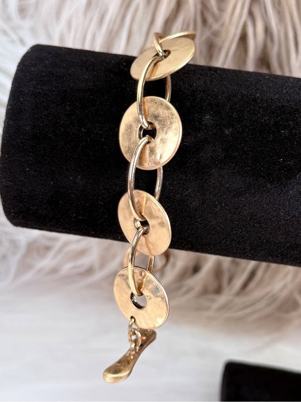 Vintage Robert Lee Morris RLM SoHo Gold Tone Disc Toggle Bracelet